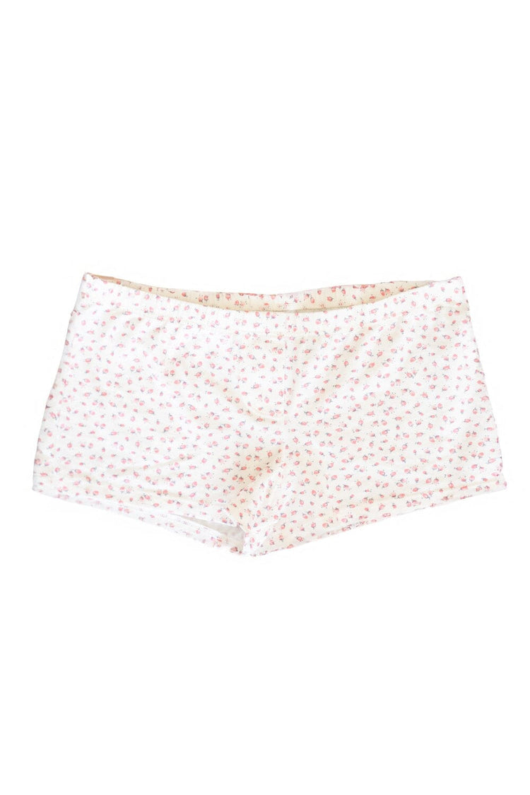 Floral Boxer Underwear | White With Rosebud / XS/S