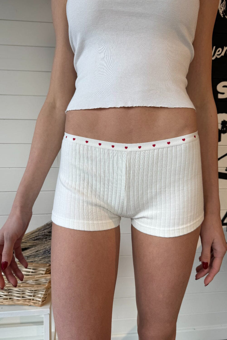 Boxer Thick Ribbed Heart Underwear | White / XS/S