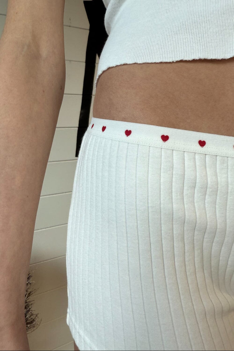 Boxer Thick Ribbed Heart Underwear | White / XS/S
