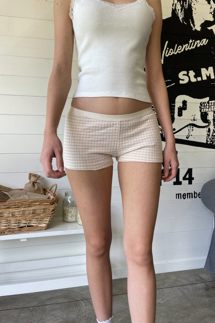 Boy Short Thick Ribbed Striped Underwear | Ivory / XS/S