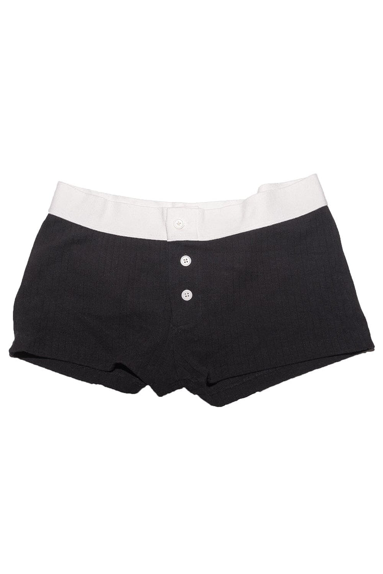 Boy Short Thick Ribbed Underwear | Black / S