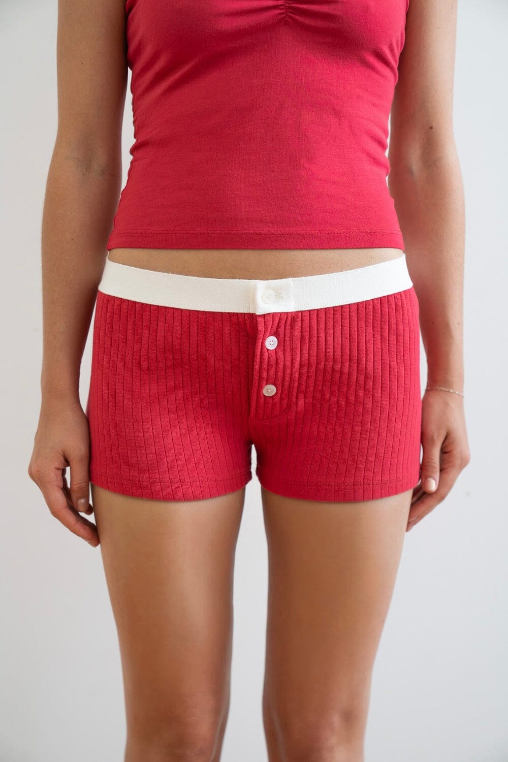 Boy Short Thick Ribbed Underwear | Red / S