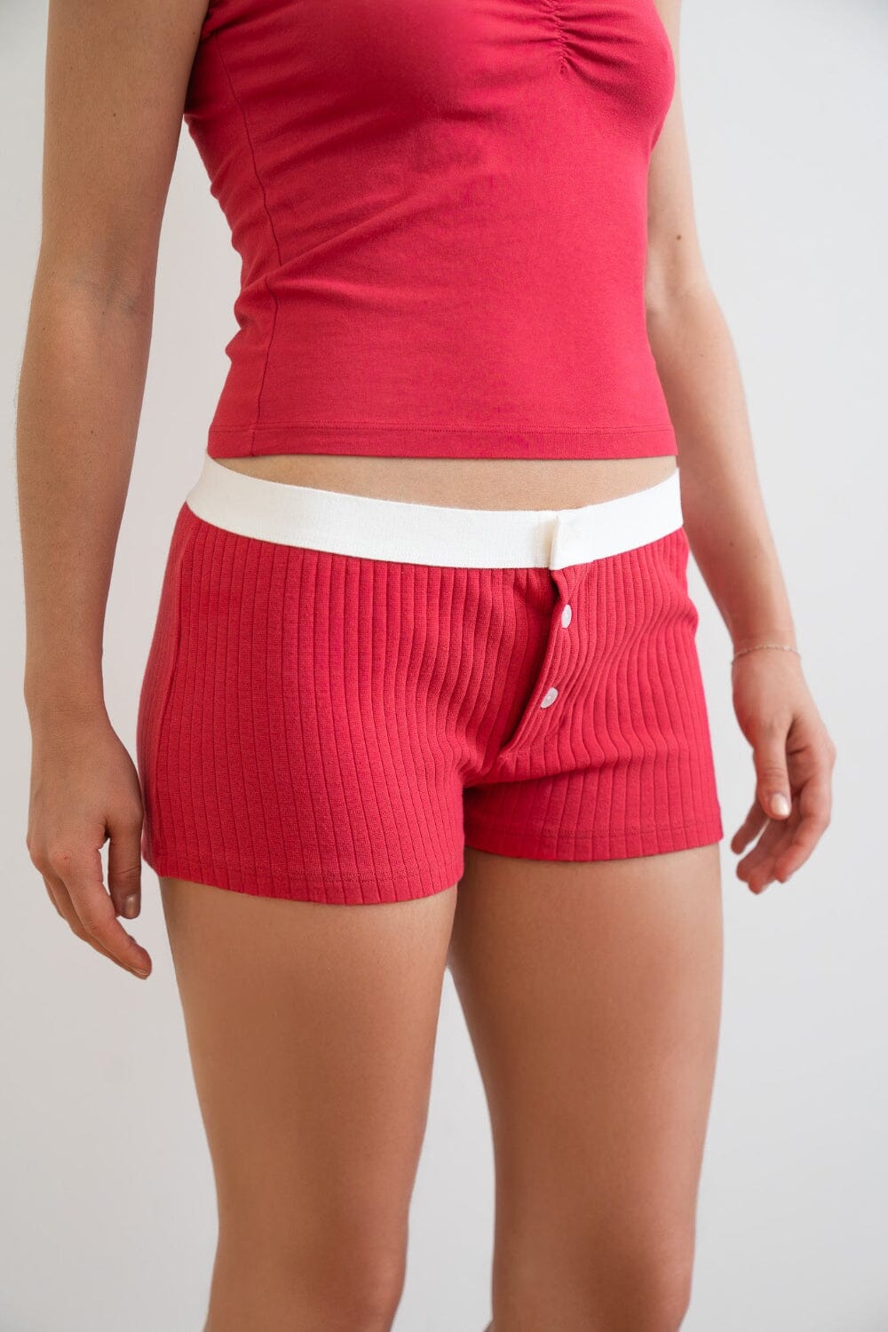 Boy Short Thick Ribbed Underwear | Red / S