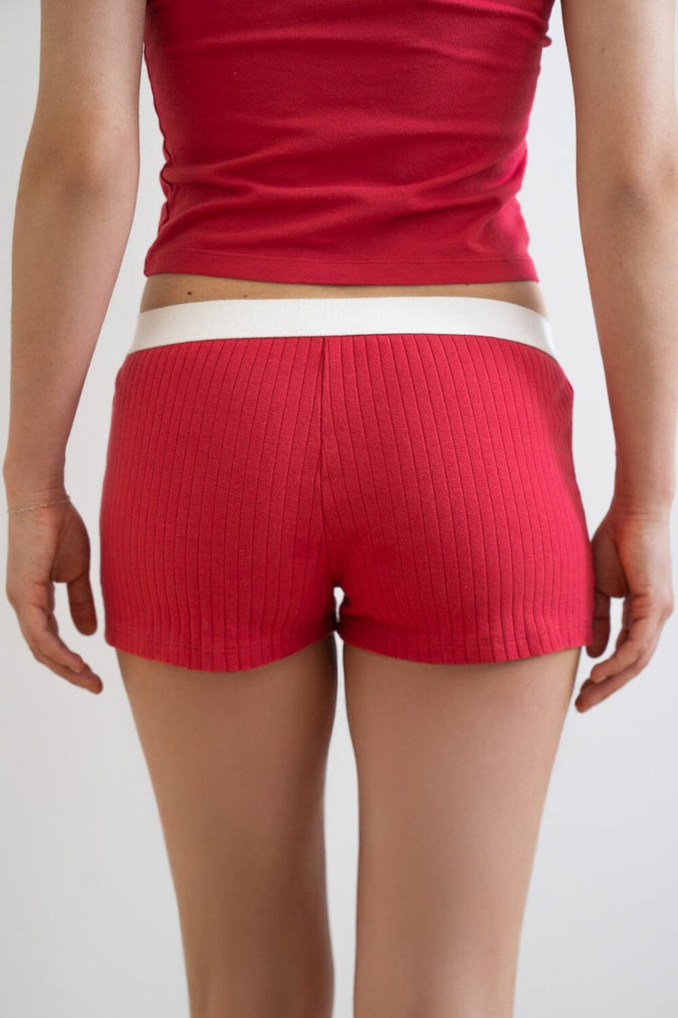 Boy Short Thick Ribbed Underwear | Red / S