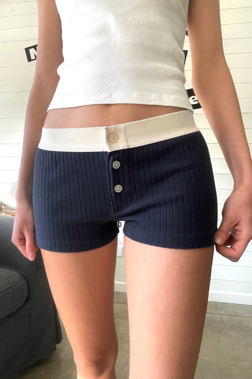 Boy Short Thick Ribbed Underwear | Faded Navy / XS/S