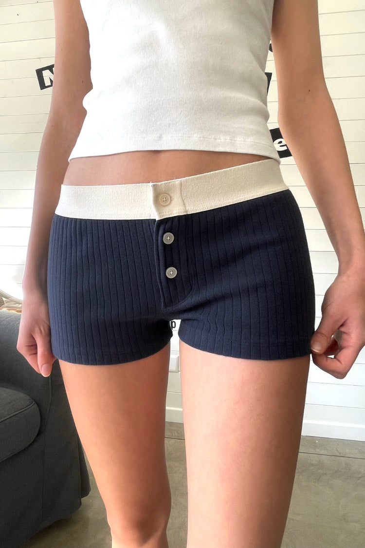 Boy Short Thick Ribbed Underwear | Faded Navy / XS/S