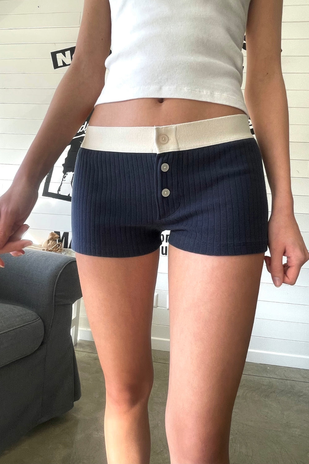 Boy Short Thick Ribbed Underwear | Faded Navy / XS/S