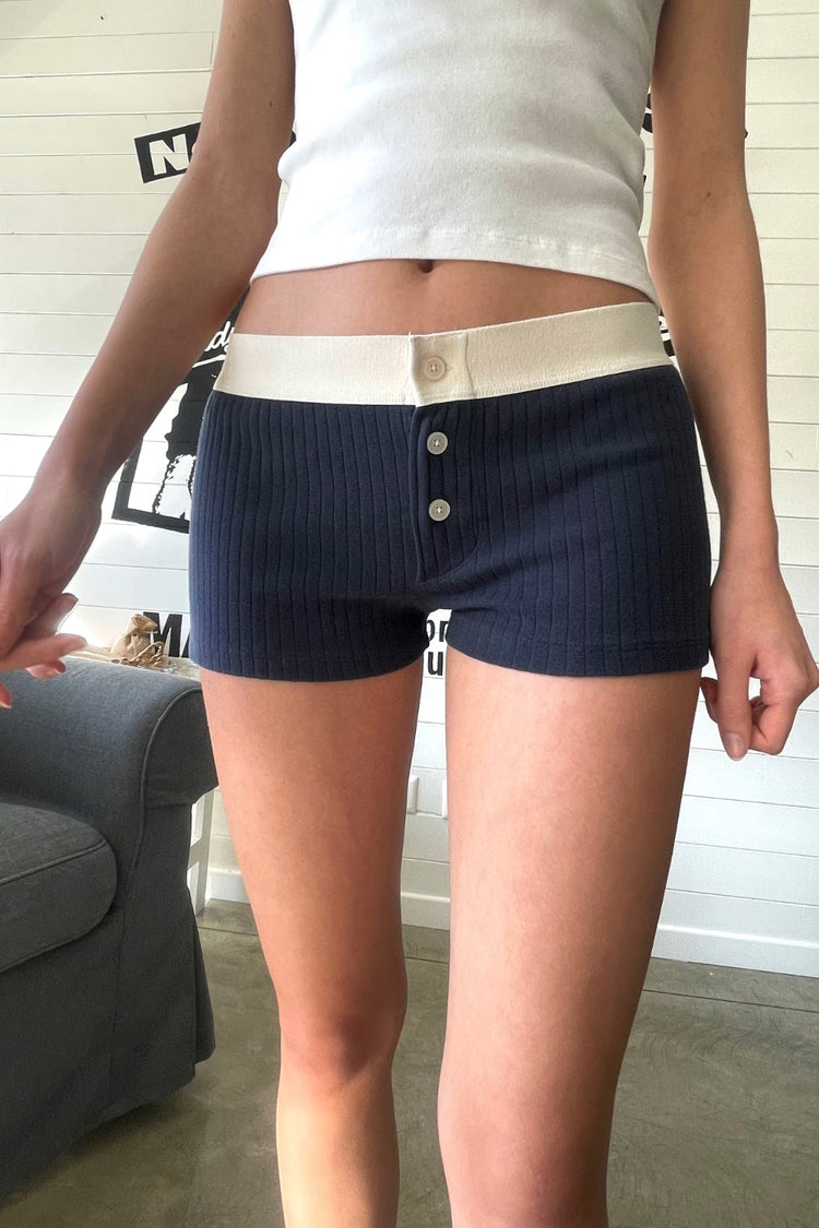 Boy Short Thick Ribbed Underwear | Faded Navy / XS/S
