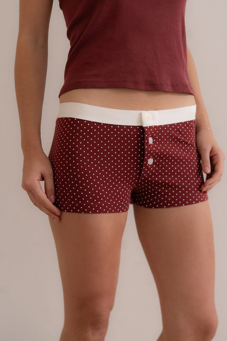 Boy Short Polka Dot Underwear | Red with White Polka Dots / XS/S