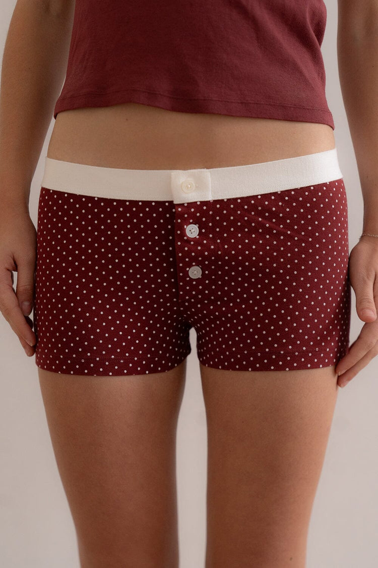 Boy Short Polka Dot Underwear | Red with White Polka Dots / XS/S