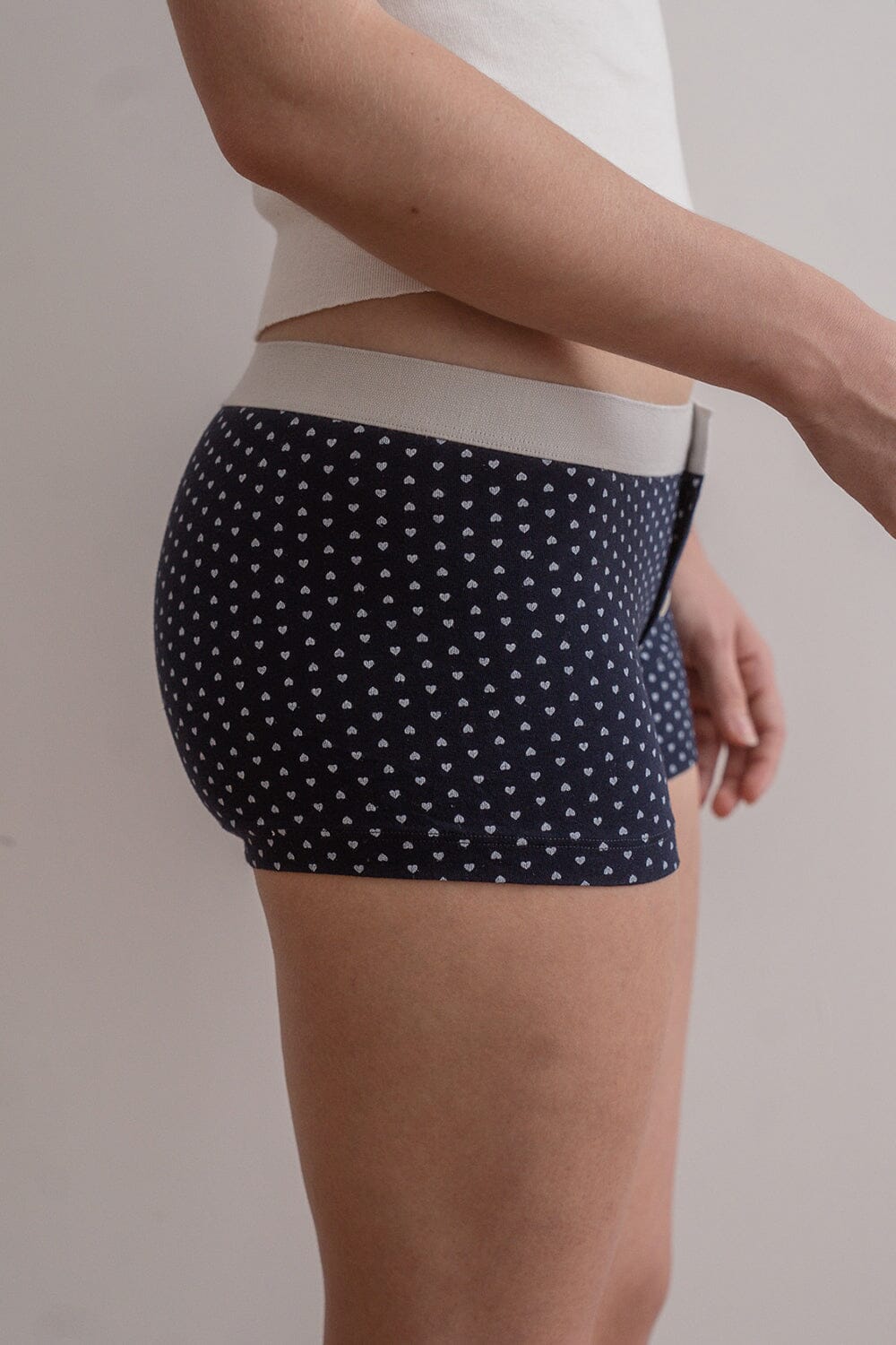 Navy Blue with White Hearts / XS/S