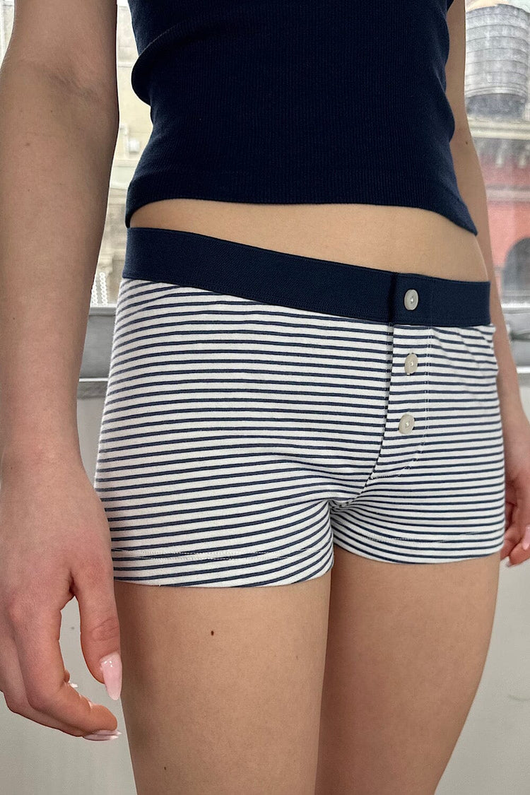 Boy Short Striped Underwear | White With Faded Navy Stripes / XS/S