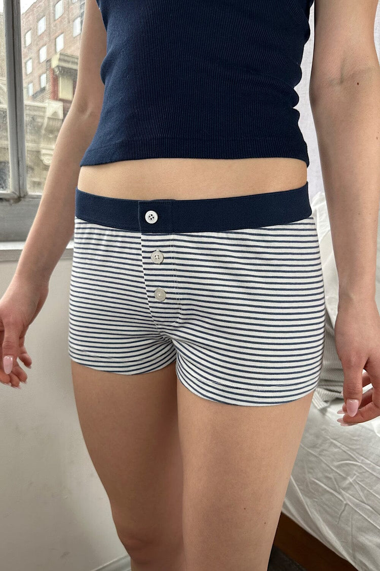 Boy Short Striped Underwear | White With Faded Navy Stripes / XS/S