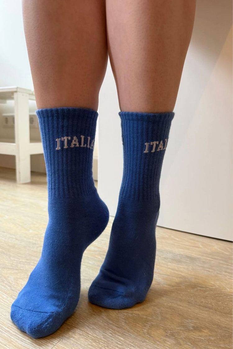 Italia Crew Socks | Blue