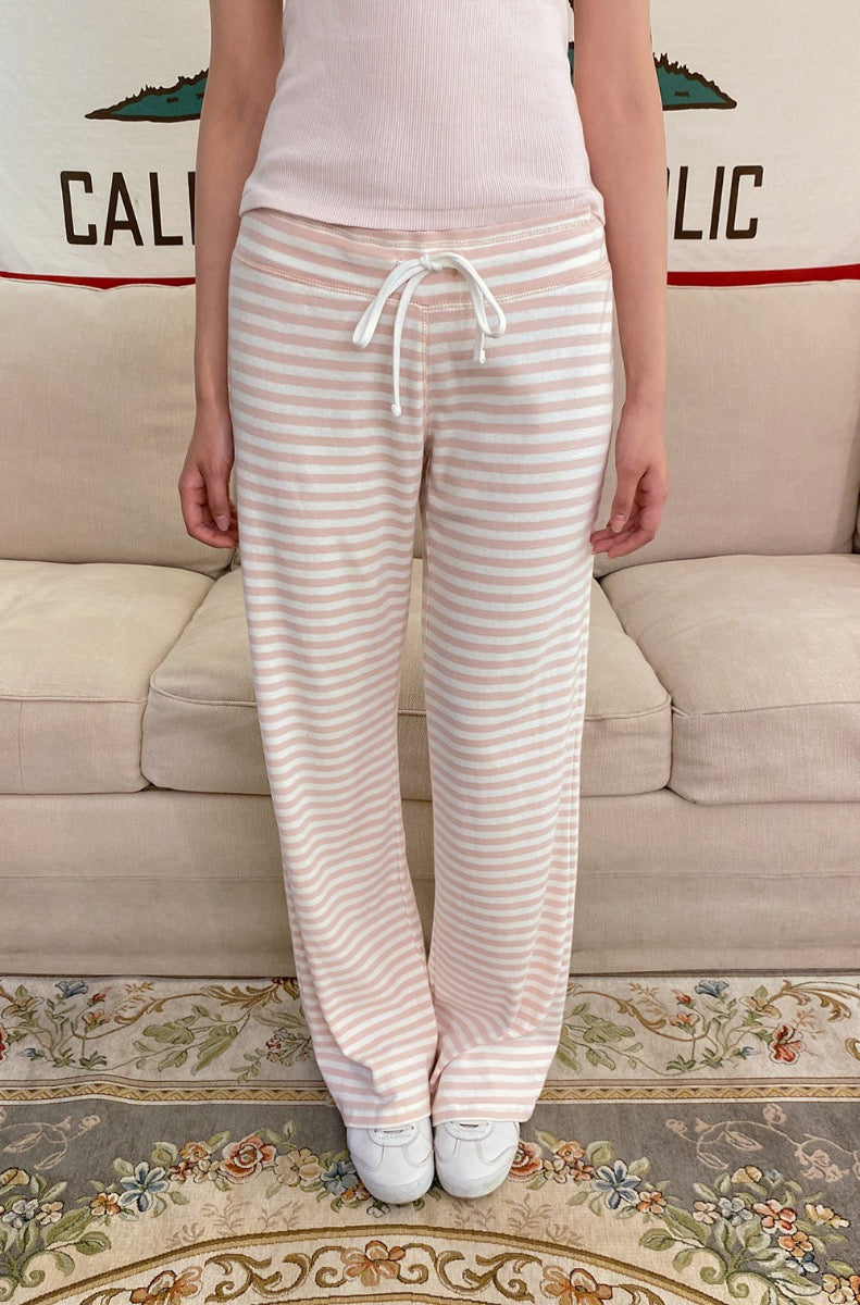 Hilary Yoga Pants | Light Pink with White Stripes / XS/S