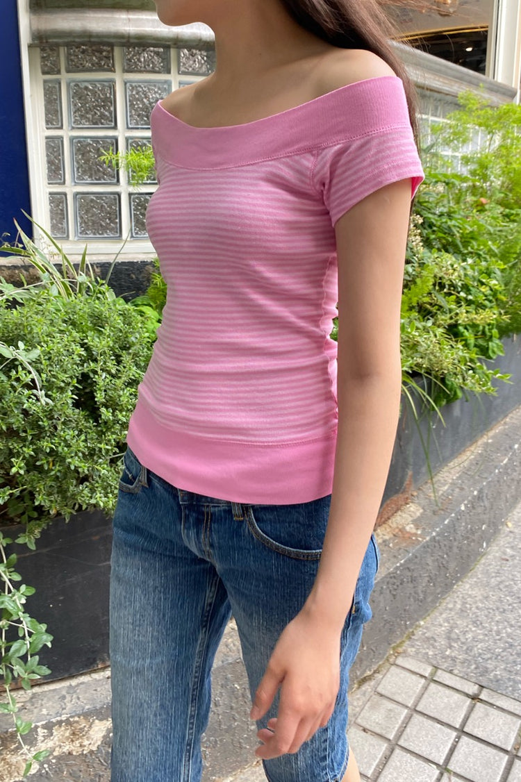 Ginny Striped Top | Bubblegum Pink and Pink Stripes / XS/S