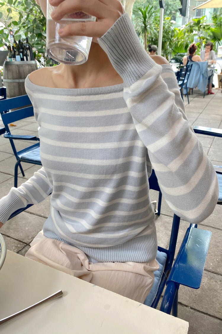 Lerin Top | Grey With White Stripes