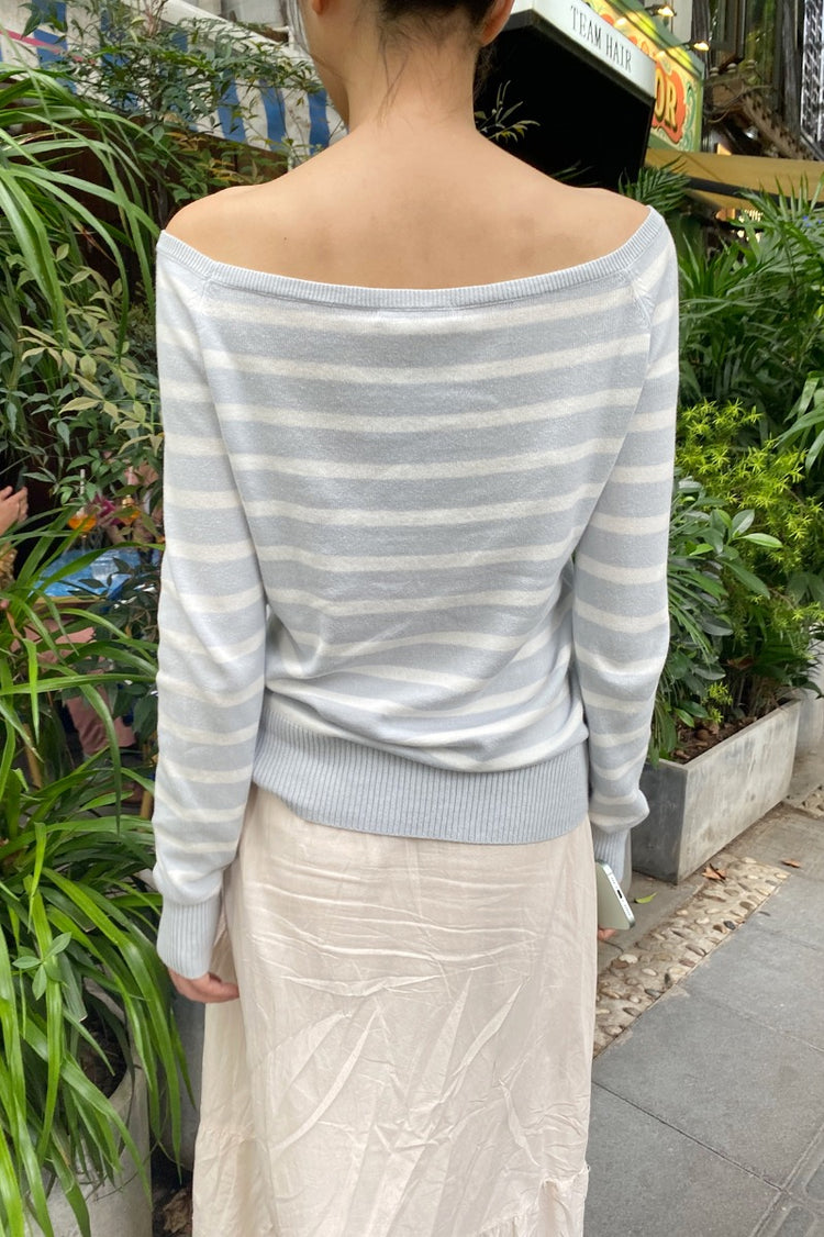 Lerin Top | Grey With White Stripes