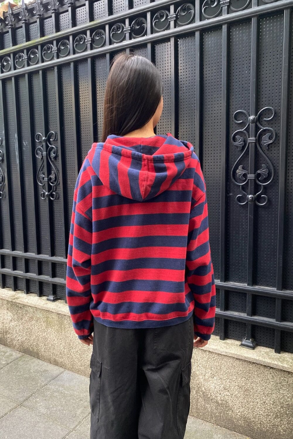 Christy Striped Hoodie | Navy Blue and Red Stripes / Oversized Fit
