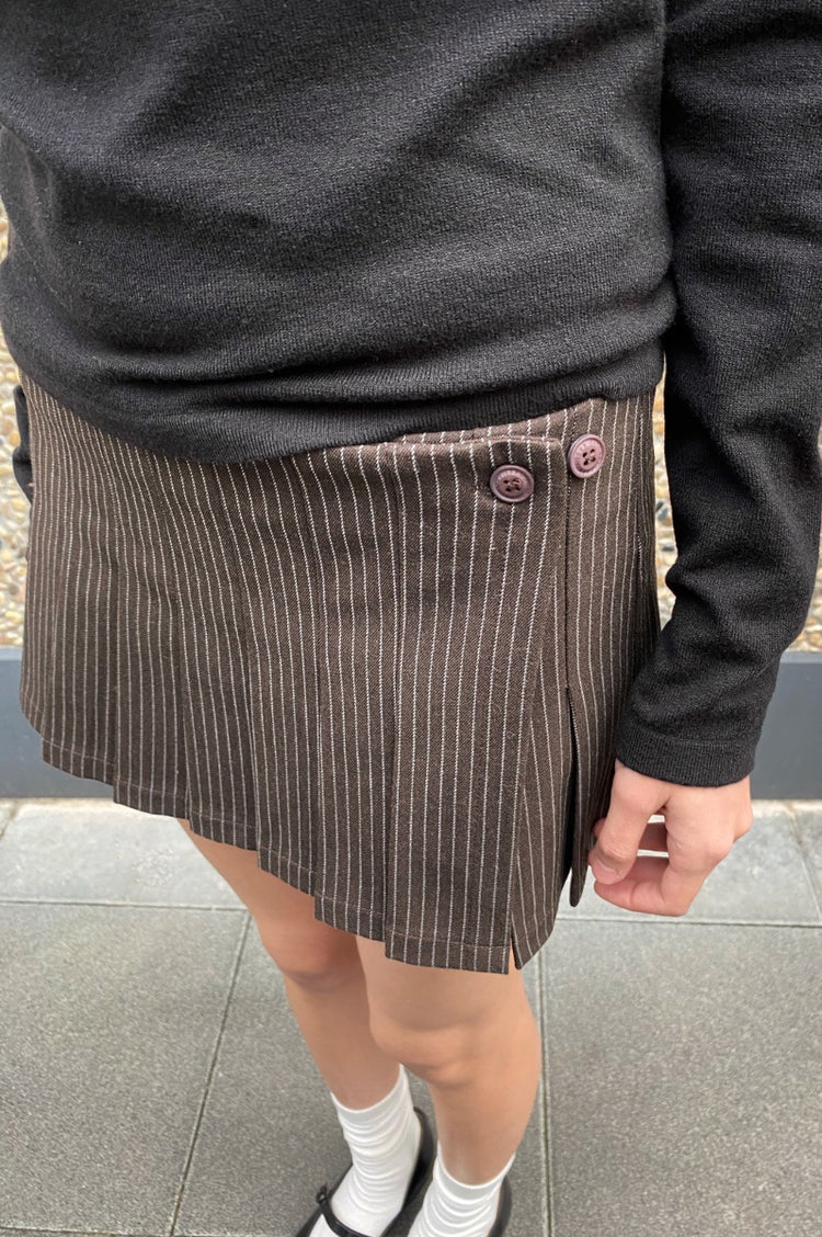 Dana Stripes Skirt | Brown White Stripes / XS/S
