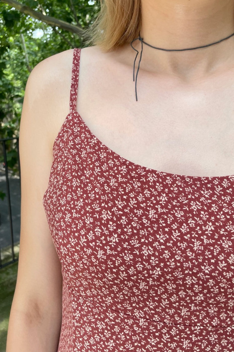 Colleen Floral Dress | Rust Red With White Floral / XS/S