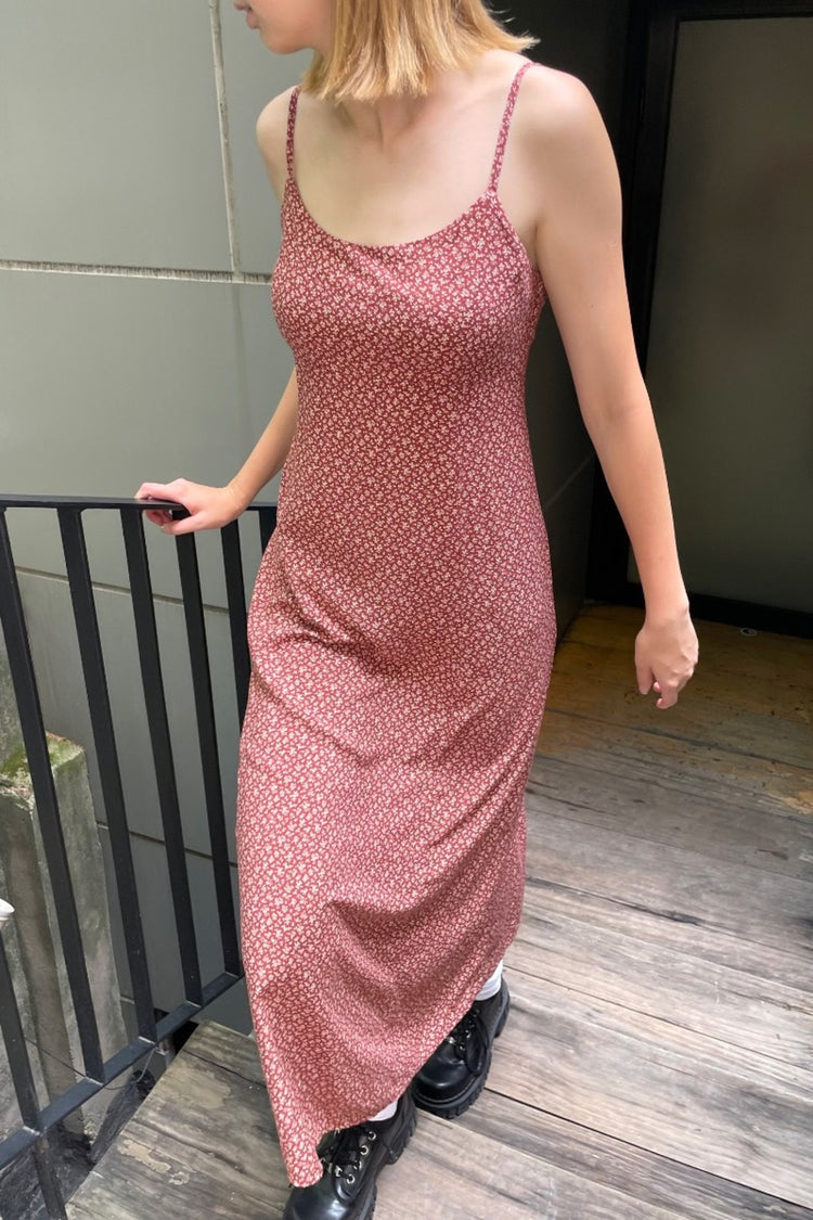 Colleen Floral Dress | Rust Red With White Floral / XS/S