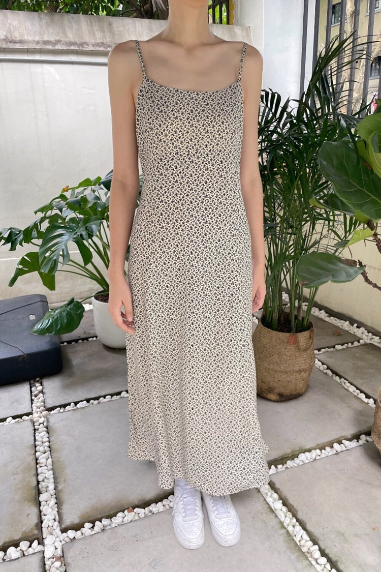 Colleen Floral Dress | Ivory With Navy Blue Floral / XS/S