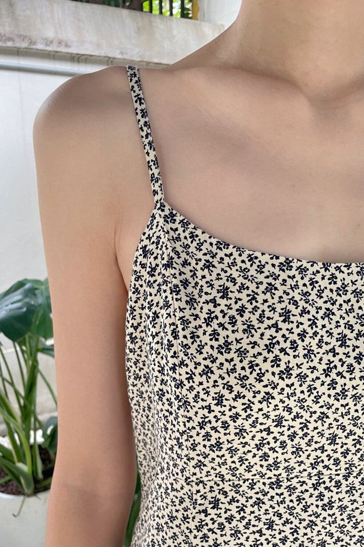 Colleen Floral Dress | Ivory With Navy Blue Floral / XS/S