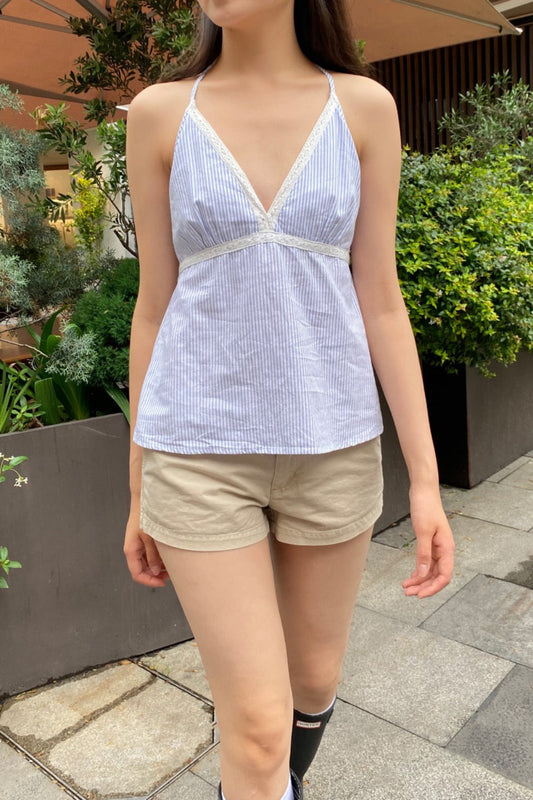 Light Blue Vertical White Stripes / XS/S