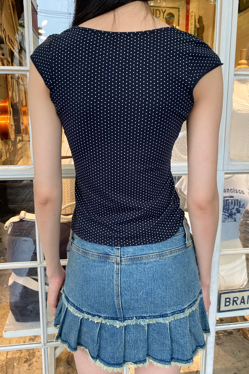 Faded Navy Blue With White Polka Dots