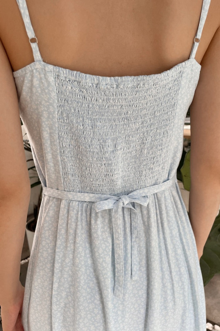 Vivian Floral Dress | Light Blue With White Floral