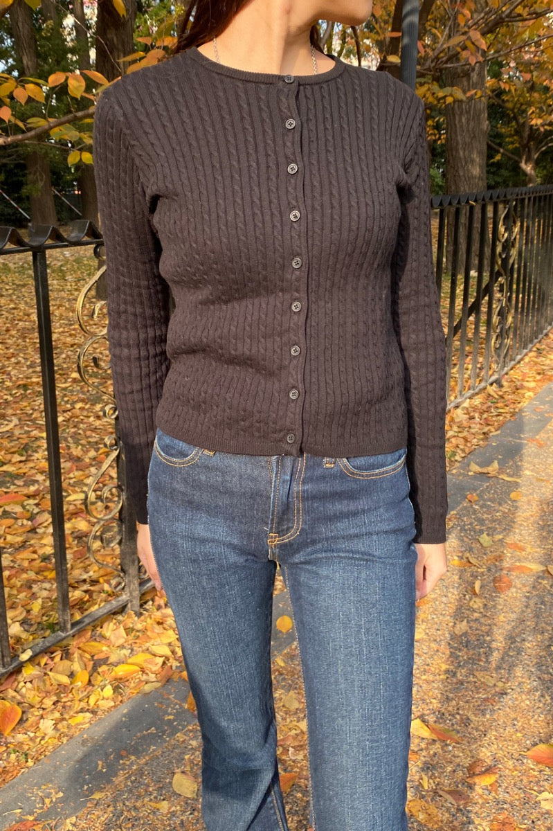 Zoe Cable Knit Cardigan | Black / XS/S