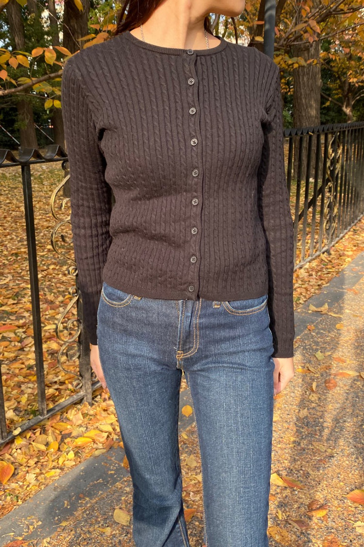 Zoe Cable Knit Cardigan | Black / XS/S