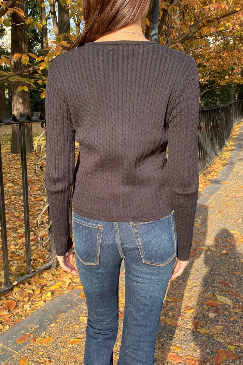 Zoe Cable Knit Cardigan | Black / XS/S