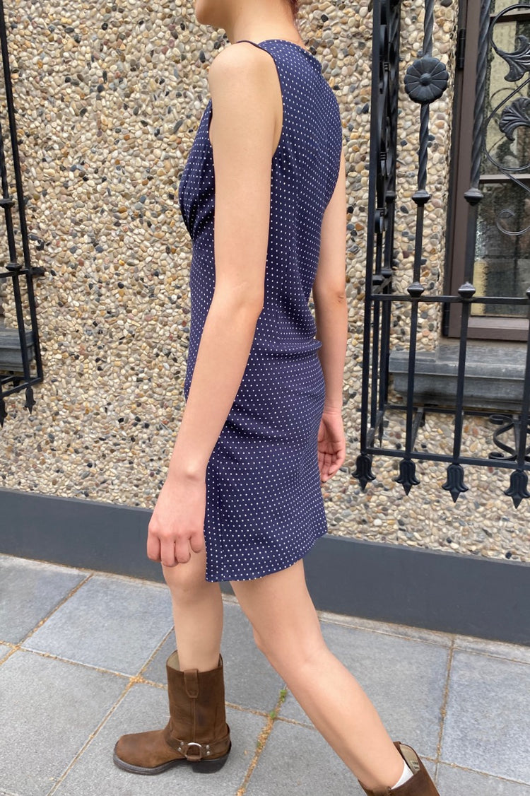 Rafaela Polka Dot Dress | Navy With White Polka Dots