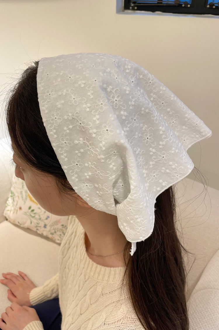 White Floral Bandana | White