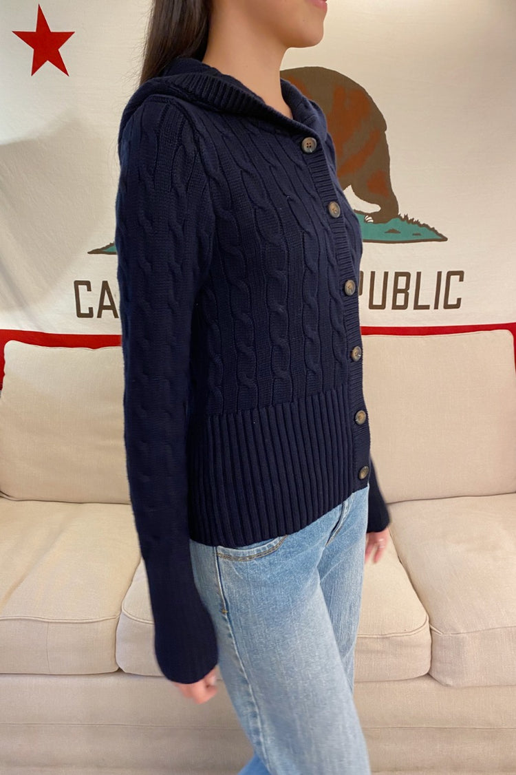 Aura Cable Knit Cardigan | Navy Blue
