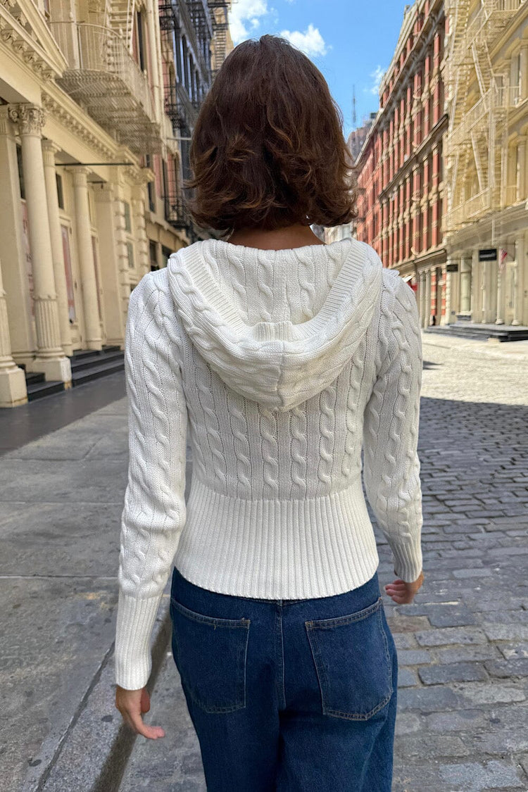 Aura Cable Knit Cardigan | White
