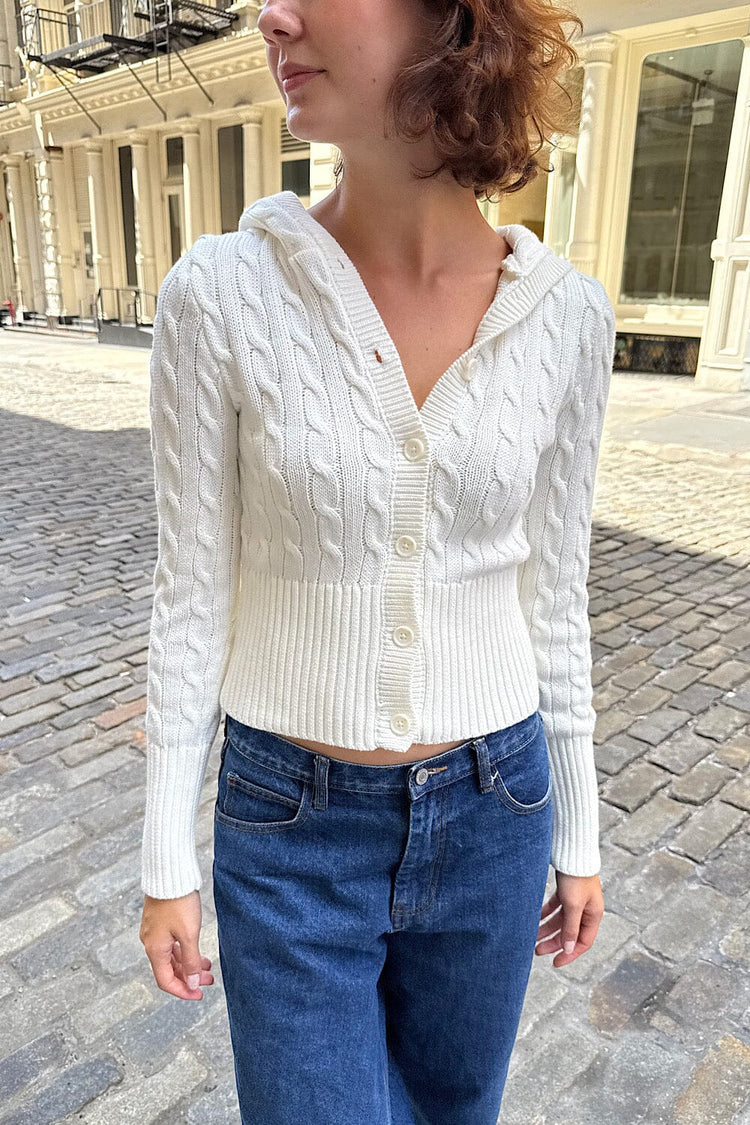 Aura Cable Knit Cardigan | White