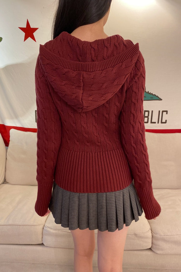 Aura Cable Knit Cardigan | Bordeaux