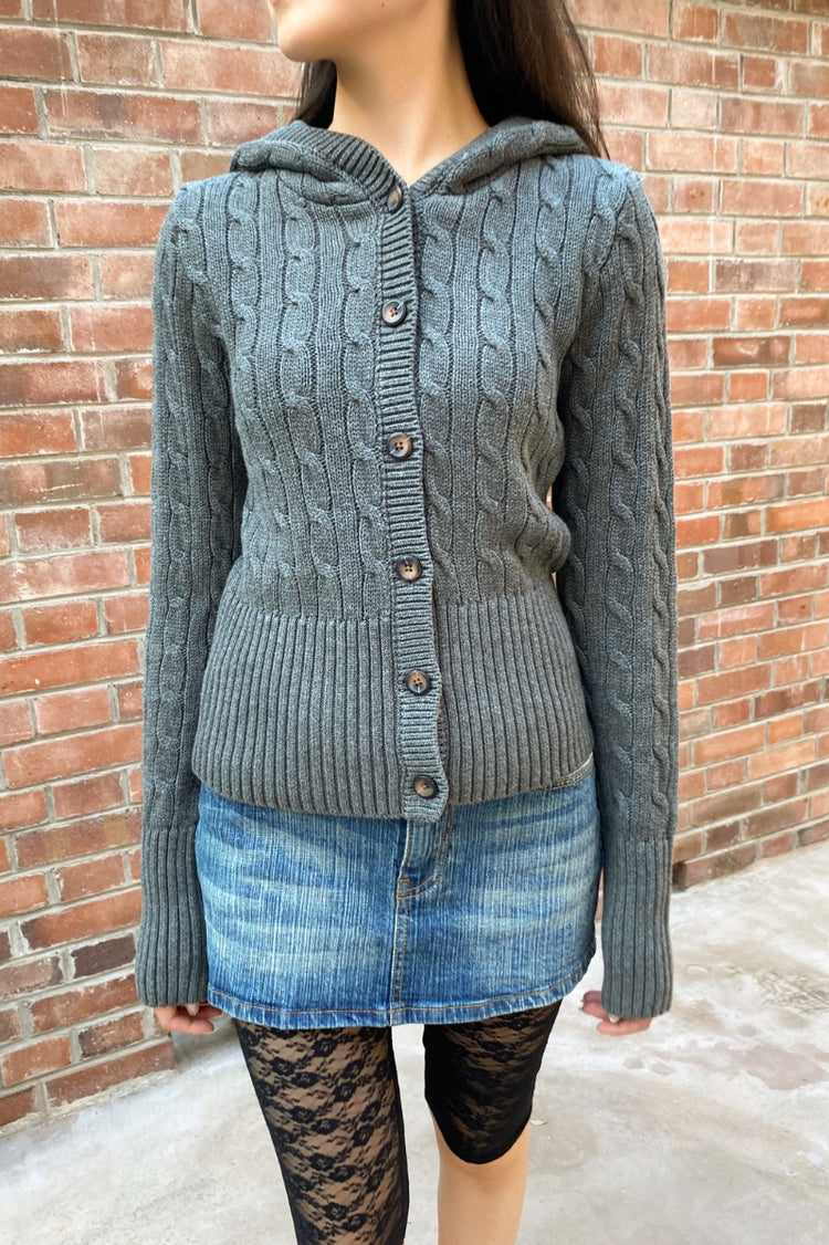 Aura Cable Knit Cardigan | Heather Grey