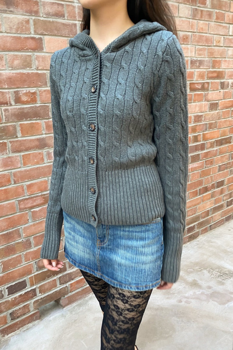 Aura Cable Knit Cardigan | Heather Grey