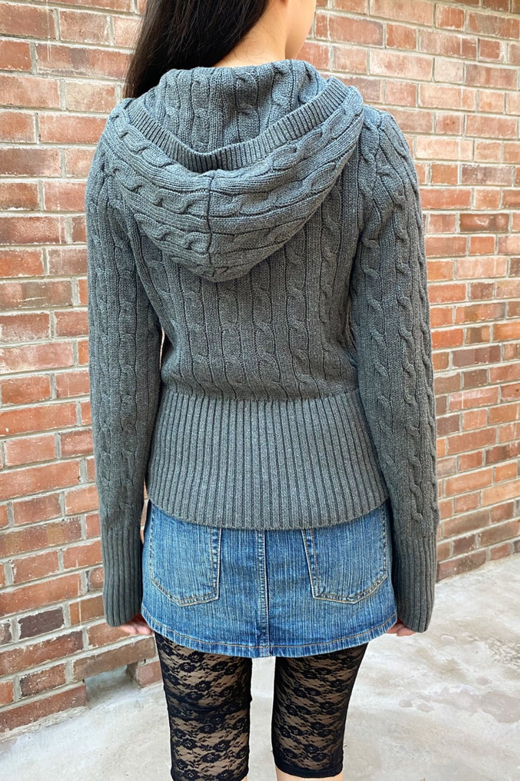 Aura Cable Knit Cardigan | Heather Grey