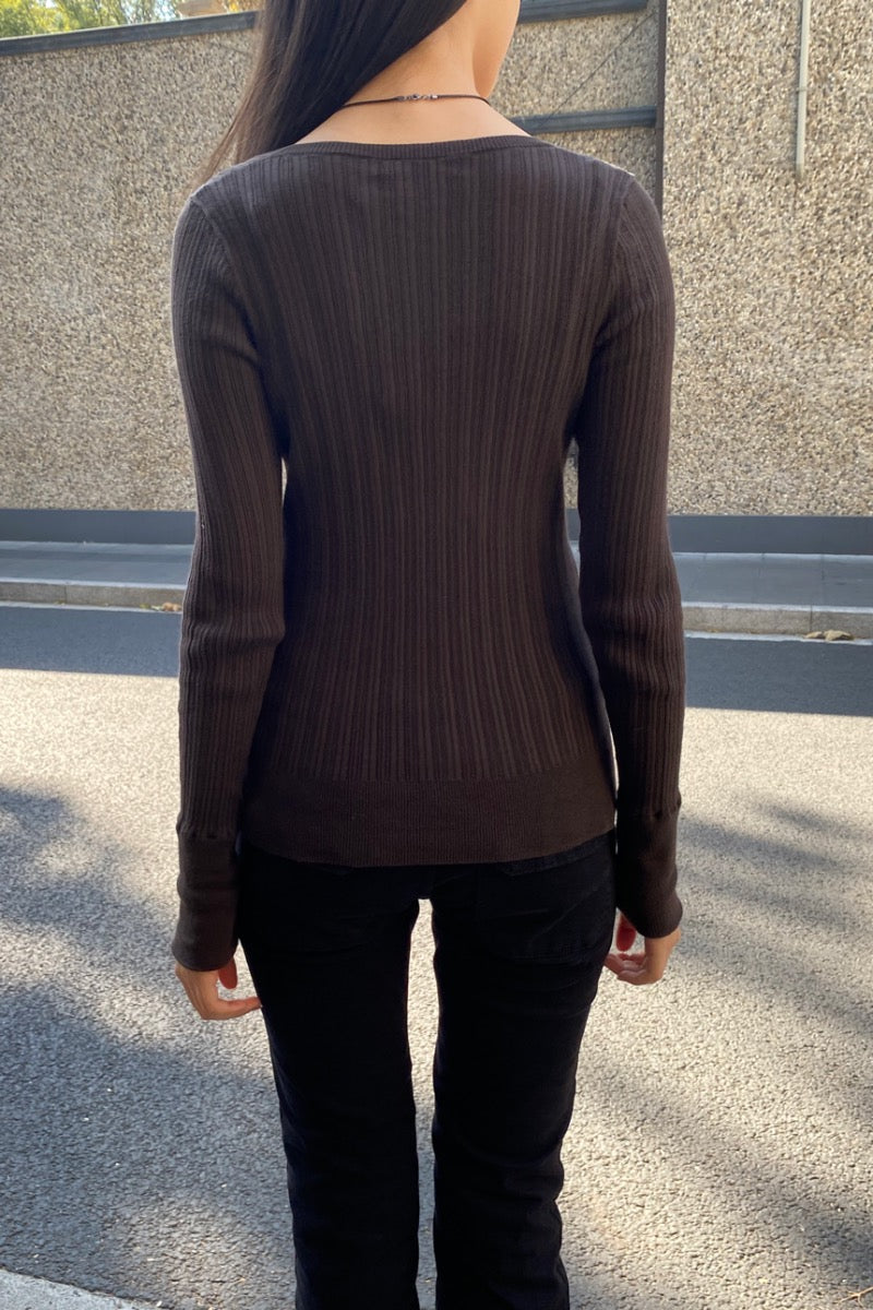 Grace V-Neck Sweater | Brown / XS/S