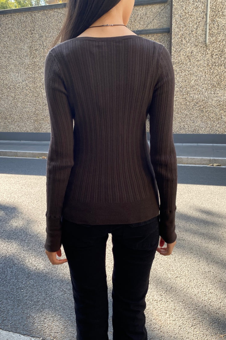 Grace V-Neck Sweater | Brown / XS/S