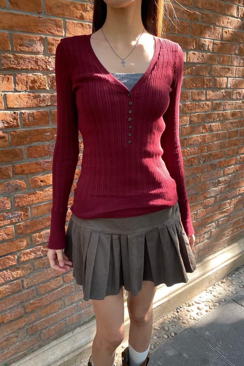 Grace V-Neck Sweater | Bordeaux / XS/S