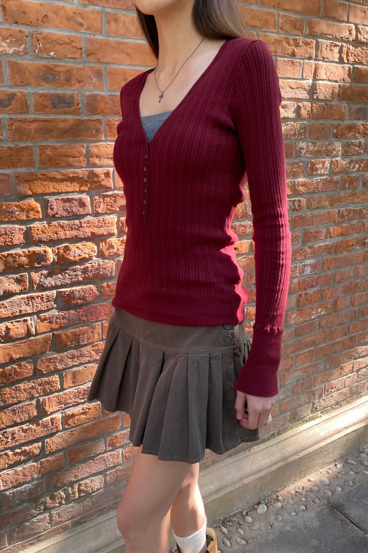 Grace V-Neck Sweater | Bordeaux / XS/S