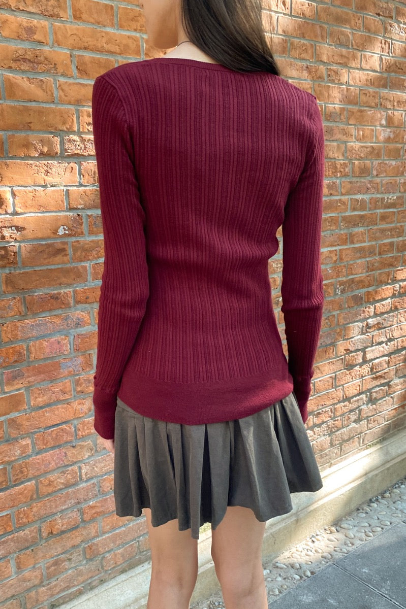 Grace V-Neck Sweater | Bordeaux / XS/S