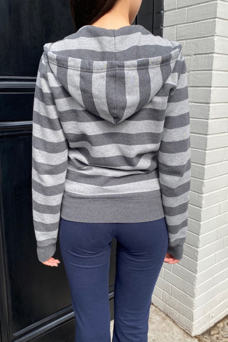 Christy Stripe Hoodie | Grey And Dark Grey Stripes / XS/S