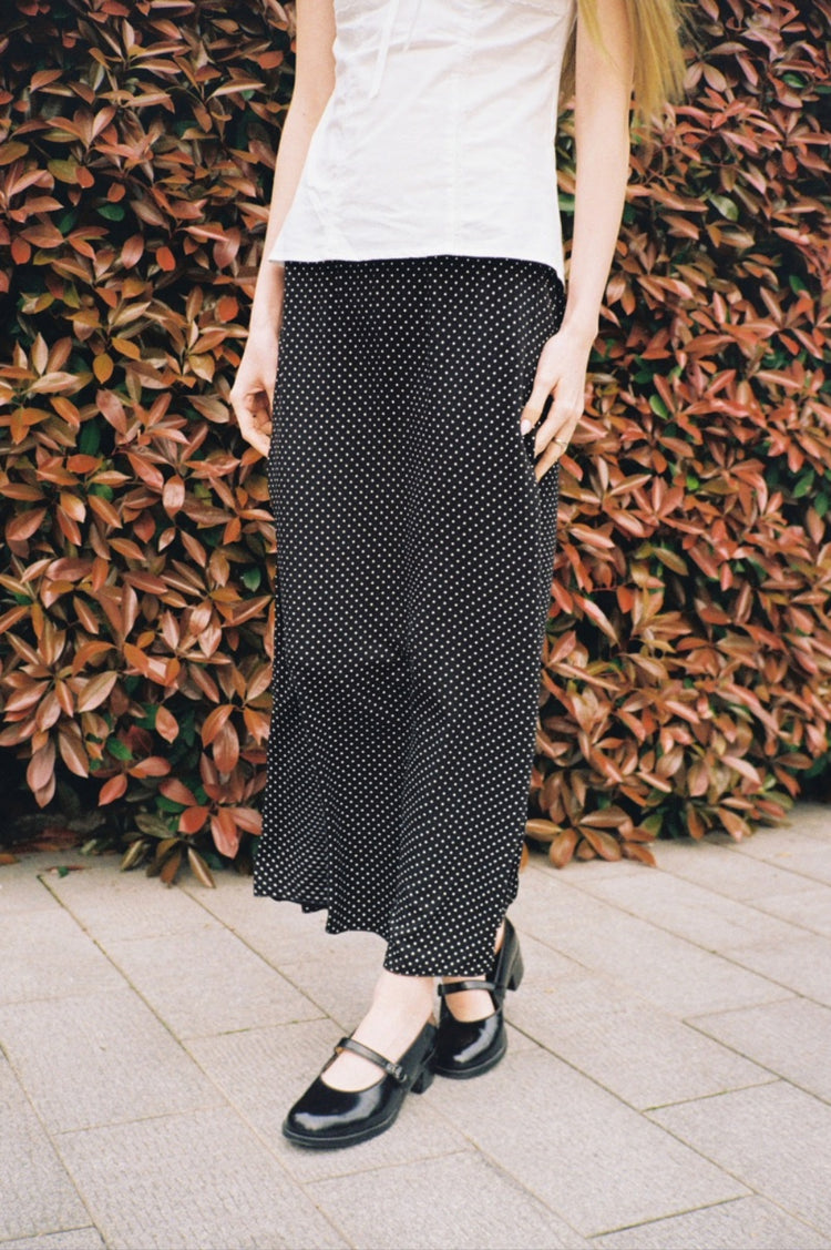 Sephira Polka Dots Midi Skirt | Black And White Polka Dots / XS/S